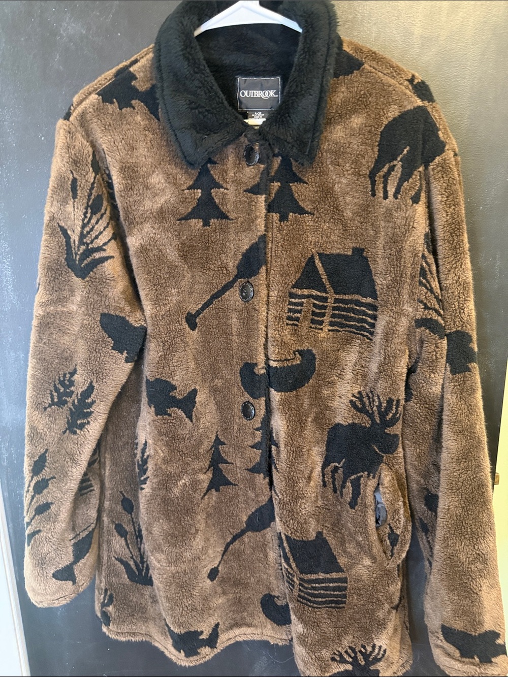 Vtg Outbrook Cabin Core Wilderness Fleece Jacket L